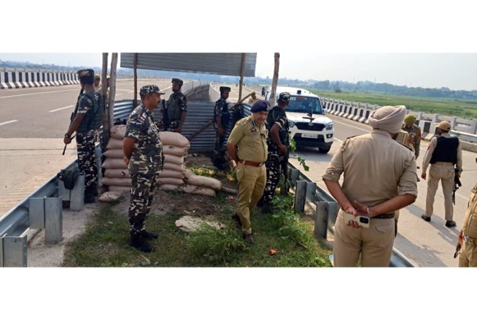 DIG JSK Range, Shiv Kumar Sharma, inspecting Outer Ring Road in Jammu on Sunday.