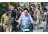 Ashok Koul leading a Tiranga Rally in Srinagar on Monday.