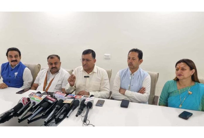 BJP leaders at a press conference at Jammu on Saturday
