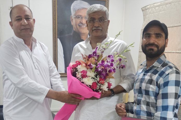 JDU leaders from J&K during a meeting with Tourism Minister in Delhi.
