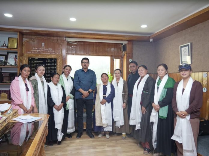 Members of LBA women wing during their meeting with CEC Tashi Gyalson on Thursday.