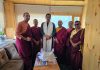 Members of Aryan Sangha Committee during their meeting with CEC Gyalson in Leh on Tuesday.