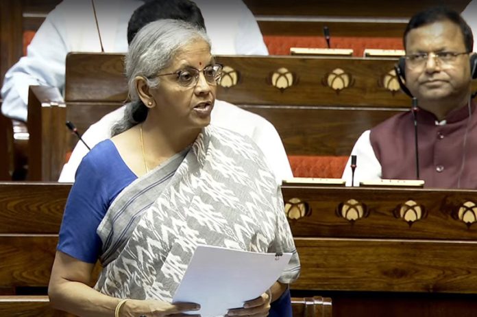 Union Finance Minister Nirmala Sitharaman speaking in the Rajya Sabha on Wednesday. (UNI) Union Finance Minister Nirmala Sitharaman speaking in the Rajya Sabha on Wednesday. (UNI)