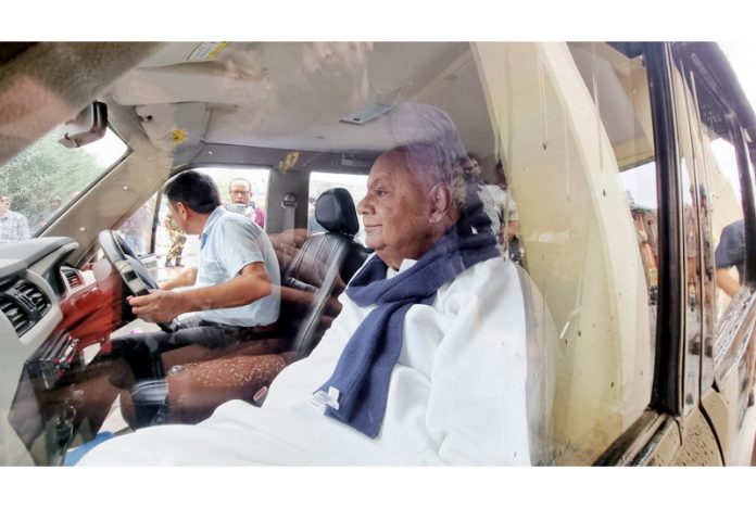 Former Prime Minister H D Deve Gowda during his visit to Baramulla on Thursday. - Excelsior/Aabid Nabi