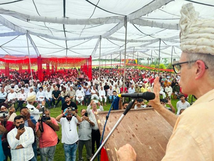 NC vice president Omar Abdullah addressing a public rally at Nagri, Kathua on Wednesday. NC vice president Omar Abdullah addressing a public rally at Nagri, Kathua on Wednesday.
