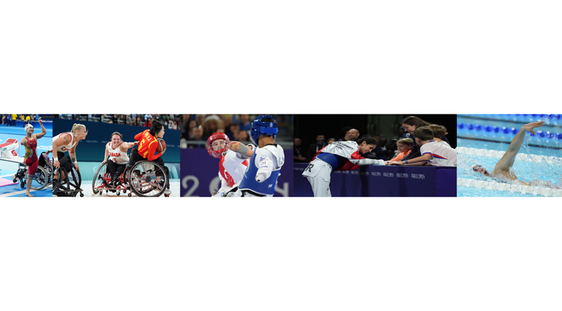 Athletes in action during Paris Paralympic events.