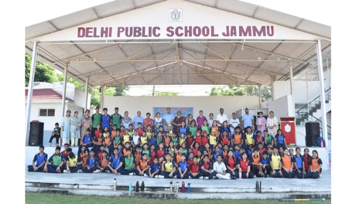 Students posing during athletics meet of DPS Jammu on Friday. Students posing during athletics meet of DPS Jammu on Friday.
