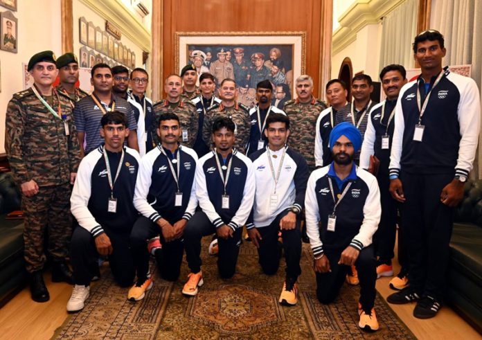 General Upendra Dwivedi, Chief of the Army Staff posing along with sportspersons. General Upendra Dwivedi, Chief of the Army Staff posing along with sportspersons.
