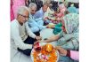 Women tying ‘Rakhis’ on the wrist of the men at Old Age Home, Amphalla in Jammu. -Excelsior/Rakesh