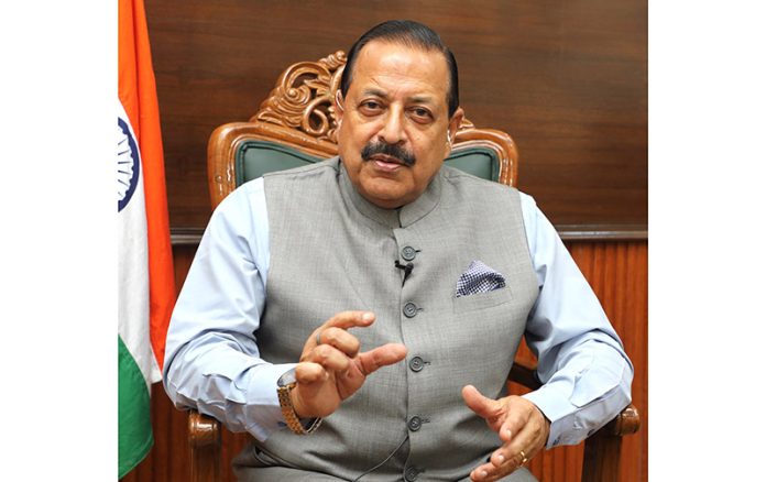 Union Minister Dr Jitendra Singh speaking to media on the occasion of completion of 10 years of PM Jan Dhan Yojana, on Wednesday. Union Minister Dr Jitendra Singh speaking to media on the occasion of completion of 10 years of PM Jan Dhan Yojana, on Wednesday.