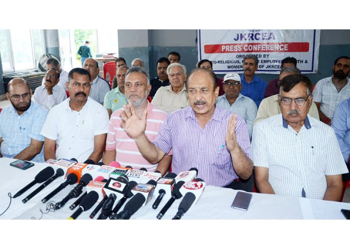 Reserved Category employees during a press conference on Wednesday. Reserved Category employees during a press conference on Wednesday.