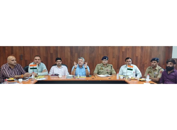 District Election Officer Reasi Vishesh Mahajan chairing a meeting on Tuesday. District Election Officer Reasi Vishesh Mahajan chairing a meeting on Tuesday.