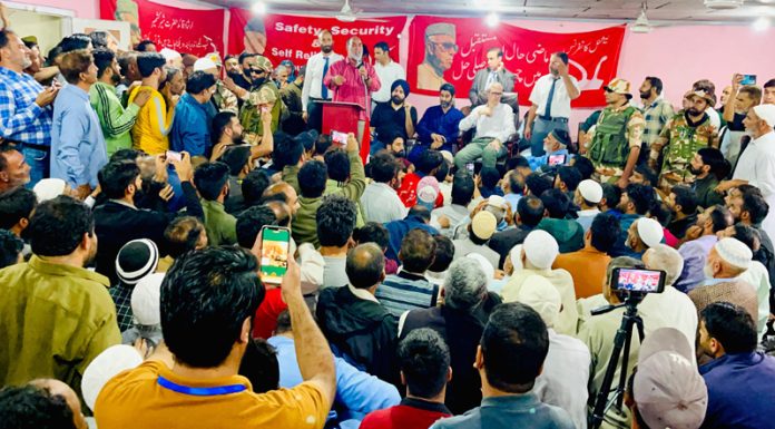 Omar Abdullah addressing party workers in Ganderbal. Omar Abdullah addressing party workers in Ganderbal.