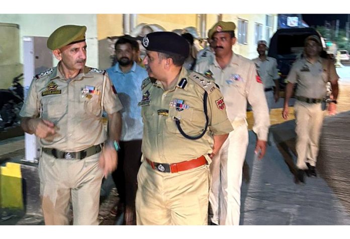 DIG JSK Range, Shiv Kumar Sharma, conducting inspection at Ban Toll Plaza on Tuesday.