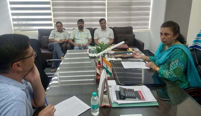 Additional Commissioner STD Jammu Namrita Dogra chairing a meeting on Friday. Additional Commissioner STD Jammu Namrita Dogra chairing a meeting on Friday.