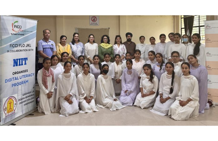 Ruchika Gupta, Chairperson FICCI FLO JKL launching a programme at Govt. GLDM Degree College, Hiranagar on Wednesday.