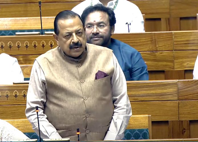 Union Minister Dr Jitendra Singh speaking in the Lok Sabha on Wednesday.
