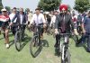 CEC along with ECs during cycle rally at Srinagar.
