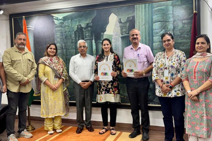 Prof Umesh Rai, Vice Chancellor, JU posing after signing a MoU with FICCI FLO JKL in Jammu on Wednesday.