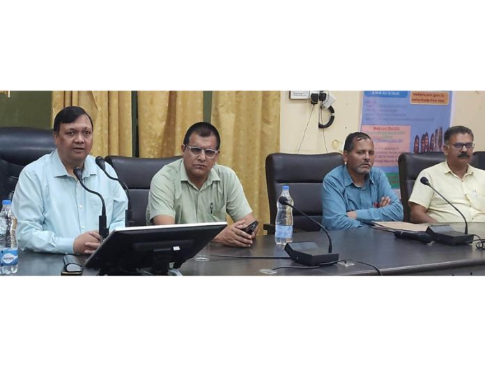 Expenditure Observer Sulekh Chand Jain chairing a meeting on Tuesday. Expenditure Observer Sulekh Chand Jain chairing a meeting on Tuesday.