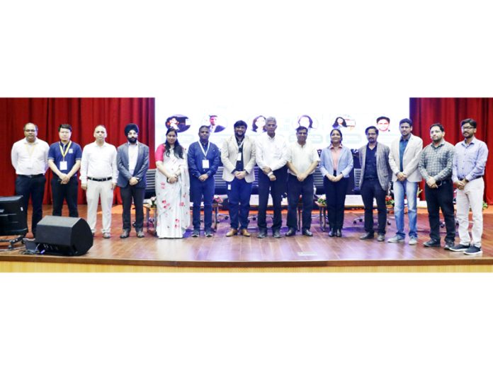 Dignitaries during the concluding day of HR conclave at IIM Jammu on Sunday.
