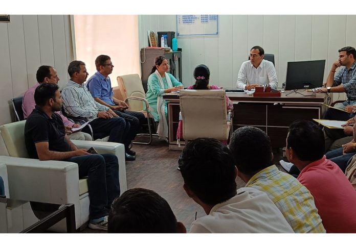 DC STD Central Jammu Sonu Pargal chairing a meeting in Jammu on Tuesday. DC STD Central Jammu Sonu Pargal chairing a meeting in Jammu on Tuesday.