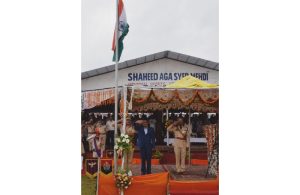 Chairman DDC Budgam taking salute from march past.