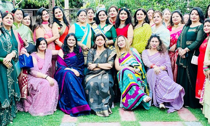 Women during celebration of Teej festival at Jammu on Friday. Women during celebration of Teej festival at Jammu on Friday.