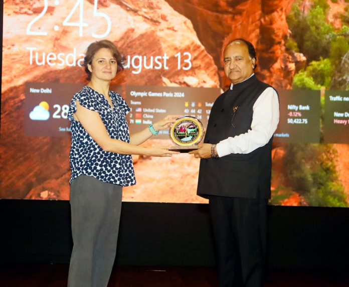 Dr Shakti Gupta, Director AIIMS, Jammu felicitating Dr Neha Nanda on Tuesday. Dr Shakti Gupta, Director AIIMS, Jammu felicitating Dr Neha Nanda on Tuesday.