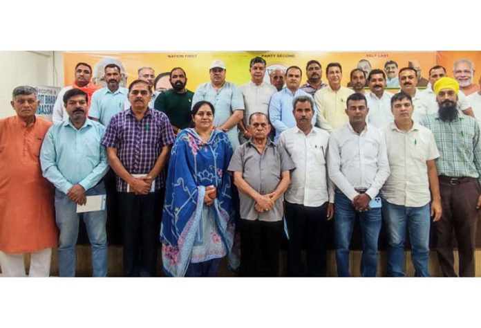 BJP OBC Morcha activists during a meeting at Jammu on Sunday. BJP OBC Morcha activists during a meeting at Jammu on Sunday.