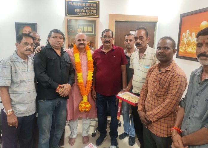 Traders Associations during a meeting with BJP vice president Yudhvir Sethi at Jammu on Tuesday.
