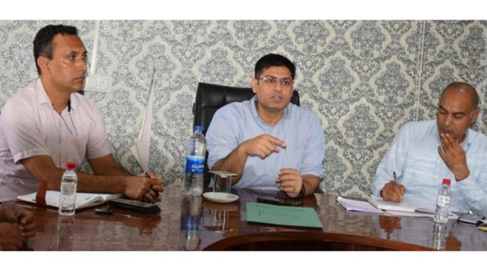 DEO Poonch Vikas Kundal chairing a meeting on Saturday.