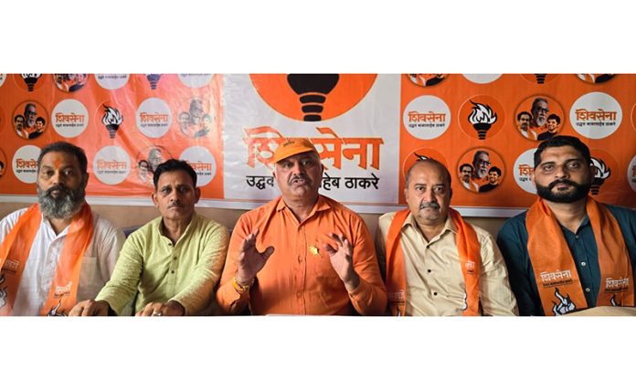 Shiv Sena (UBT) leader addressing press conference at Jammu on Wednesday.