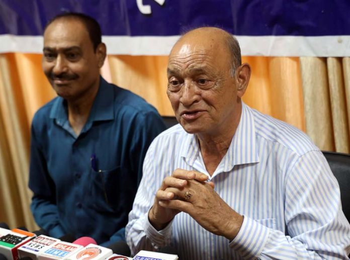 President of J&K Dharmarth Trust talking to media persons at Jammu on Thursday. President of J&K Dharmarth Trust talking to media persons at Jammu on Thursday.