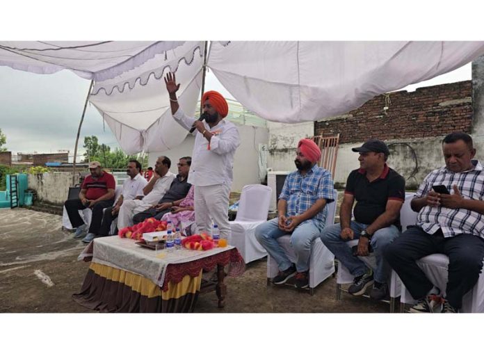 Taranjit Singh Tony, General Secretary of JKPCC addressing a public rally in Jammu on Wednesday.