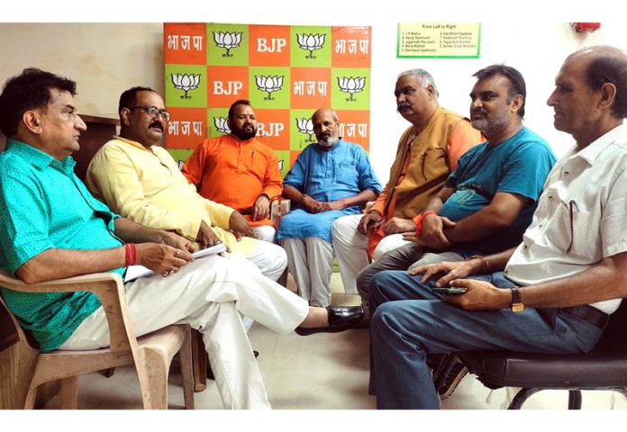 BJP SC Morcha leaders during a meeting at Jammu on Sunday.