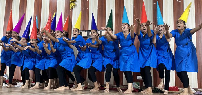 A scene from play 'Naye Yug Ki Naari' staged at Government MAM College Jammu on Wednesday.