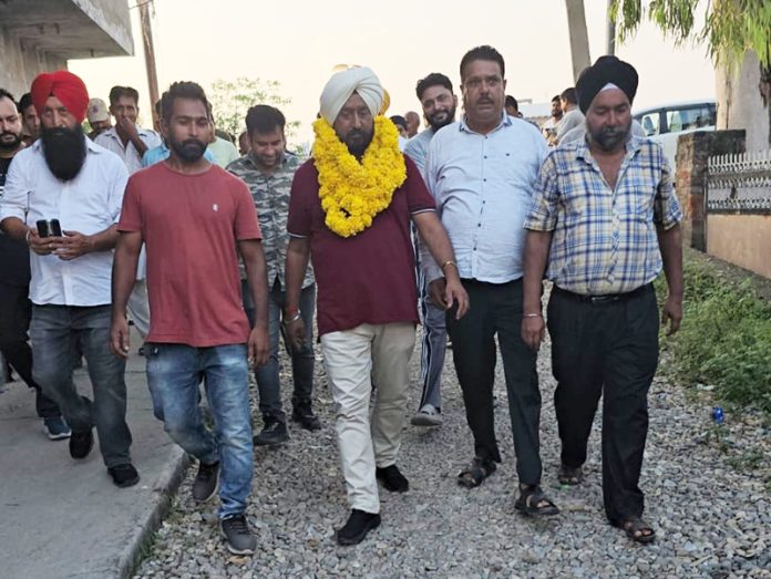 Taranjit Singh Tony attending a public meeting in Jammu on Thursday.