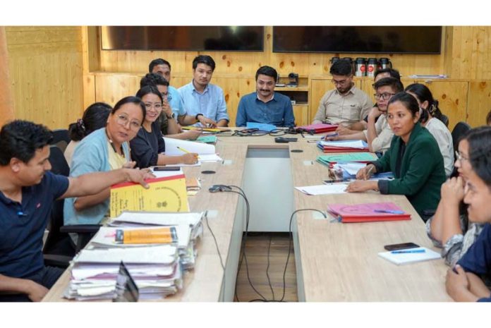 Secretary Law of Union Territory of Ladakh, Shashi Kant Bhagat chairing a meeting at Leh on Wednesday. Secretary Law of Union Territory of Ladakh, Shashi Kant Bhagat chairing a meeting at Leh on Wednesday.