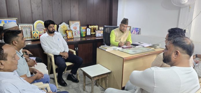 MP (RS) Gulam Ali Khatana listening grievances of a deputation of youth at Jammu on Wednesday.