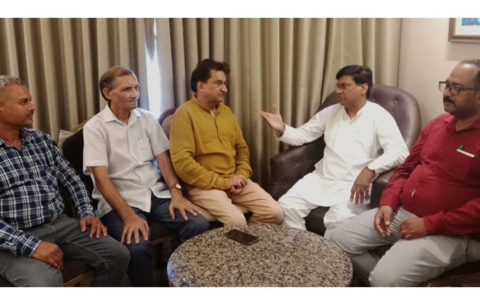 BJP SC Morcha National general secretary Sanjay Nirmal in a meeting with J&K Morcha leaders in Jammu.