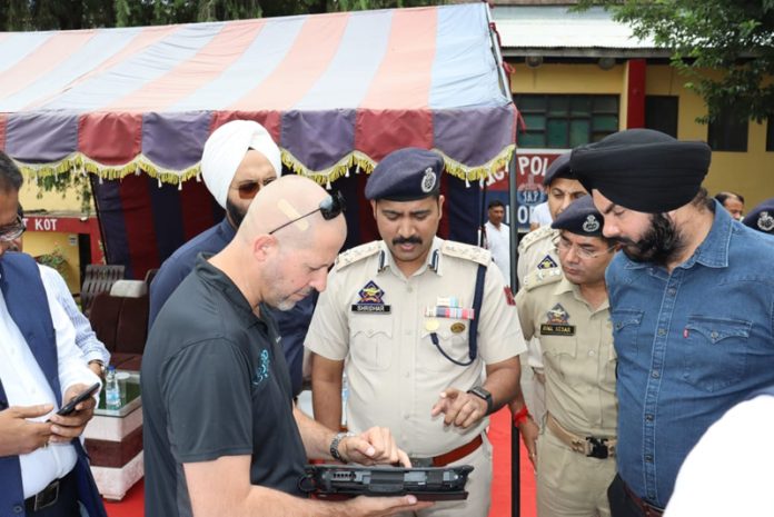 DIG Shridhar Patil inspecting the demonstration of anti-drone handling at Doda on Thursday. DIG Shridhar Patil inspecting the demonstration of anti-drone handling at Doda on Thursday.
