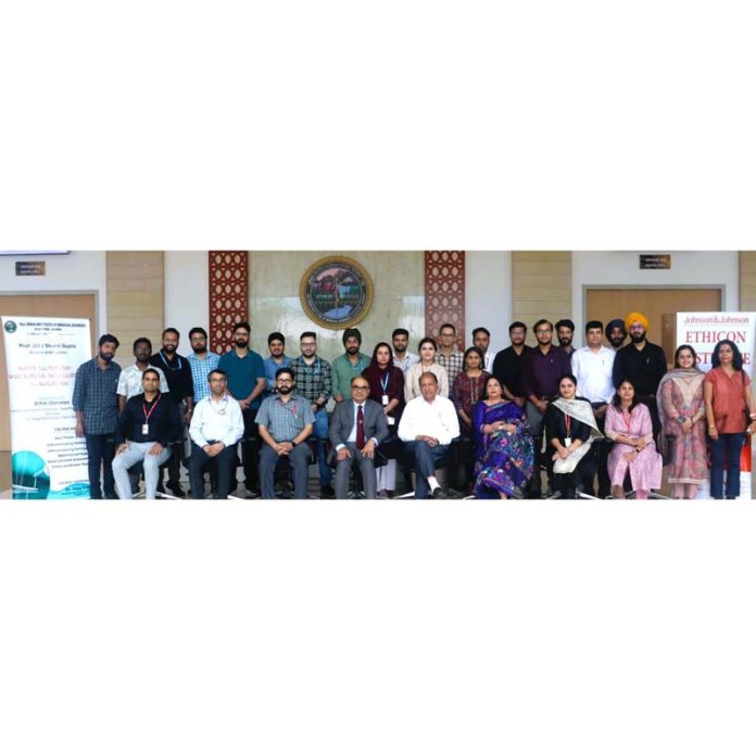 Faculty members and senior residents of AIIMS Jammu posing together after a workshop. Faculty members and senior residents of AIIMS Jammu posing together after a workshop.