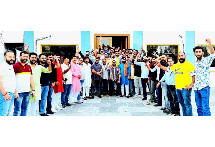 YRS members raising slogans in favour of Statehood, in Jammu on Sunday. YRS members raising slogans in favour of Statehood, in Jammu on Sunday.