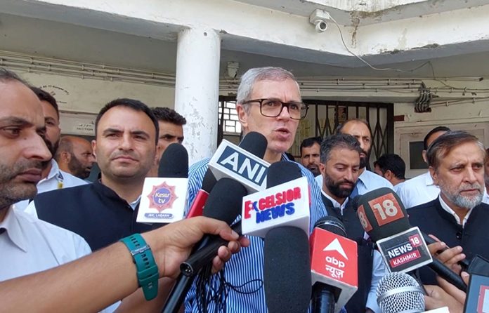 NC vice president Omar Abdullah interacting with media. -Excelsior/Firdous NC vice president Omar Abdullah interacting with media. -Excelsior/Firdous