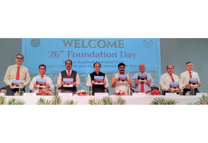 SKUAST-Jammu Vice-Chancellor and others releasing publications during the university Foundation Day celebration. SKUAST-Jammu Vice-Chancellor and others releasing publications during the university Foundation Day celebration.