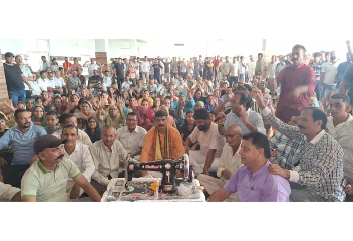 Independent candidate, Pawan Khajuria during an election meeting in Udhampur East on Sunday. Independent candidate, Pawan Khajuria during an election meeting in Udhampur East on Sunday.
