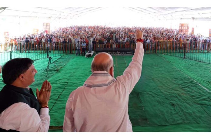 Union Home Minister Amit Shah addressing a mammoth rally on Saturday. Union Home Minister Amit Shah addressing a mammoth rally on Saturday.