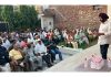 Apni Party candidate, Manjit Singh addressing a public meeting in Vijaypur on Saturday.