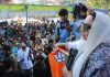 BJP national executive member, Dr Darakhshan Andrabi addressing a political function in Rajpora Assembly constituency on Thursday.